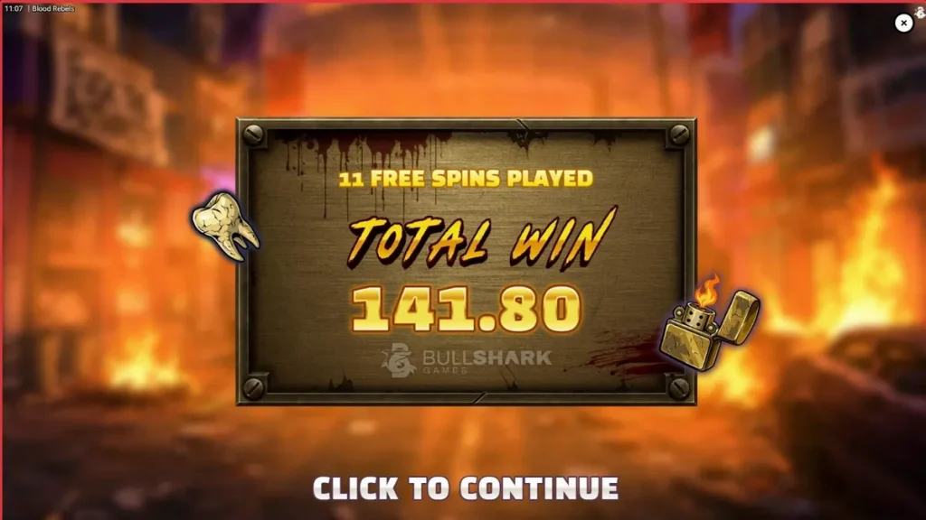 Interface urbana e agressiva do slot Blood Rebels com símbolos de combate