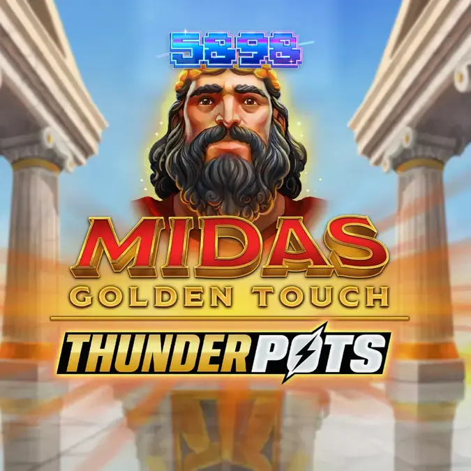 Interface do jogo Midas Golden Touch: Thunder Pots com elementos dourados e gregos